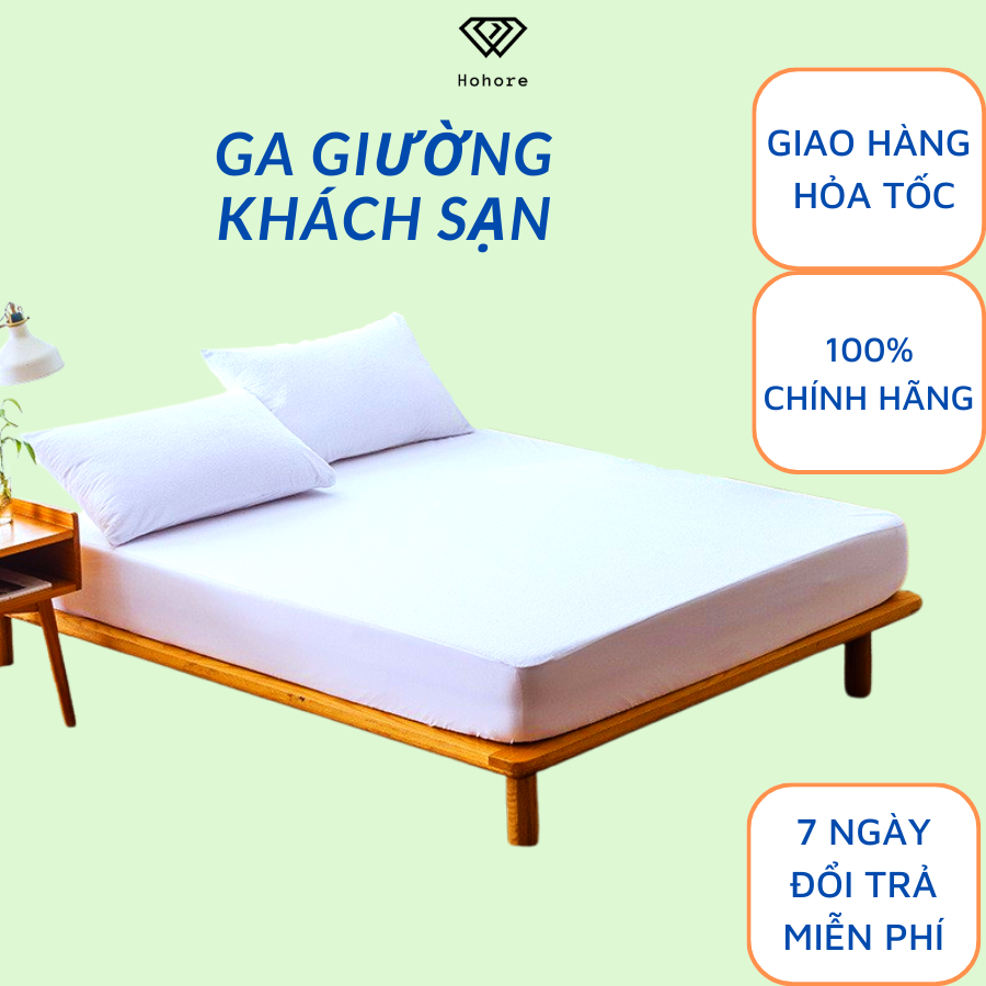 Ga giường khách sạn, ga trắng trơn tiêu chuẩn 5* cao cấp vải cotton cvc trắng trơn đủ size