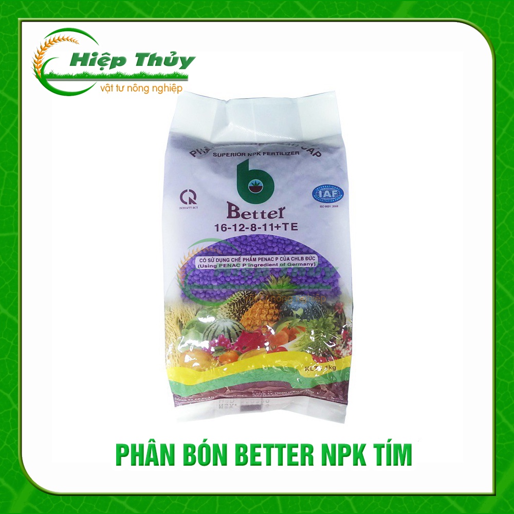 Phân bón npk 16-12-8-11s+te, npk better tím 1kg