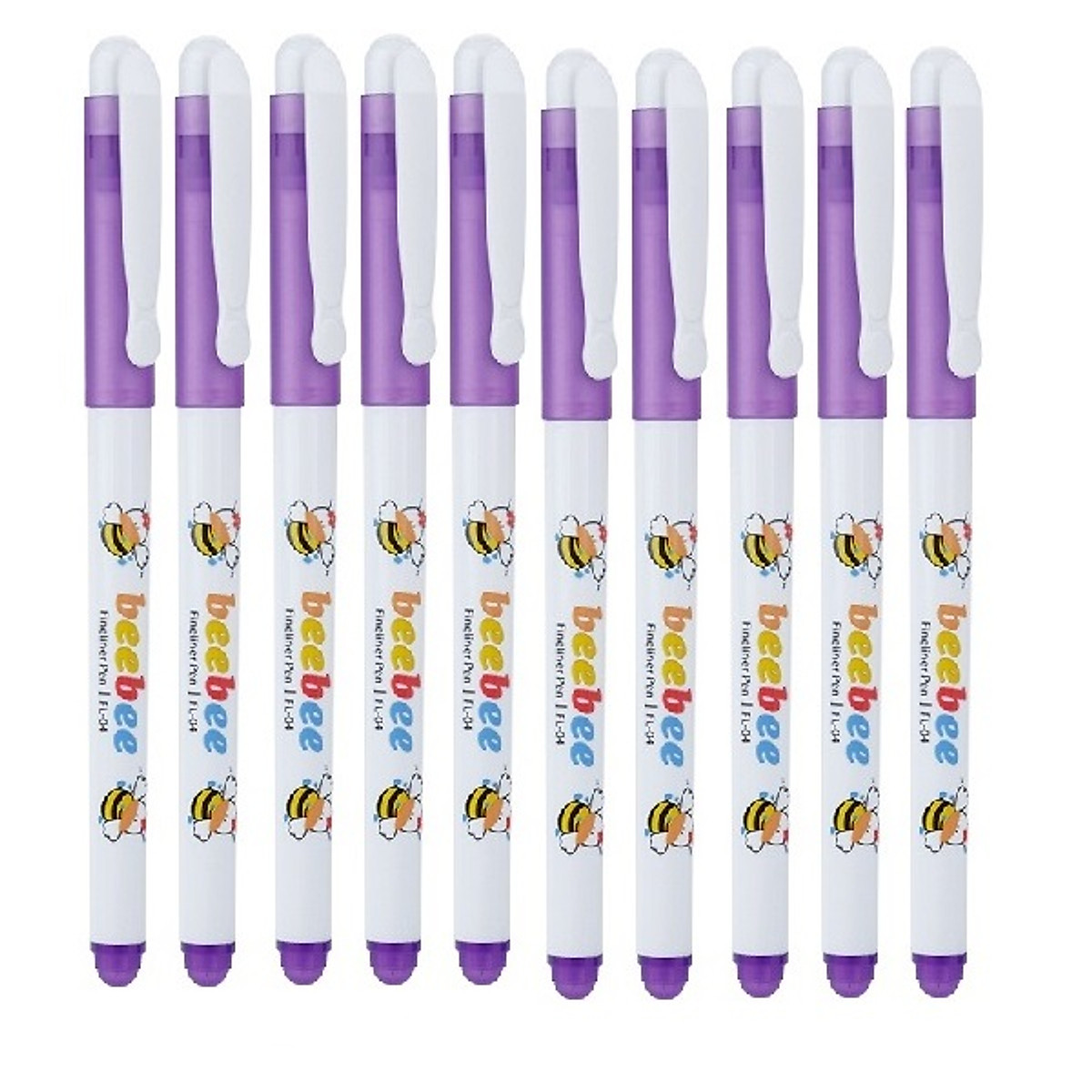 Hộp 10 cây bút lông kim beebee fl04 tím