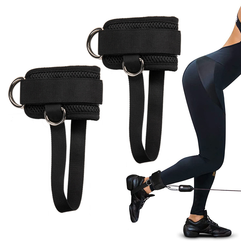 Đai quấn cổ chân có dây cố định giầy 4 vị trí móc - hỗ trợ tập chân mông với cáp tại phòng gym