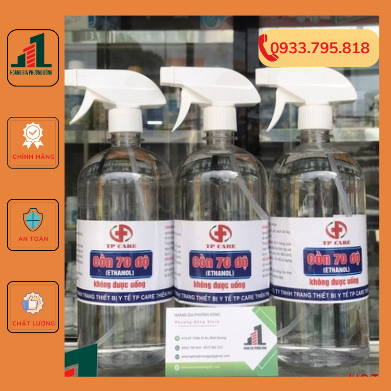 Cồn 70 độ chai 1 lít có vòi xịt