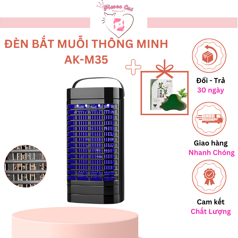 Đèn bắt muỗi thông minh AK-M35, quạt bắt muỗi sử dụng bắt các loại côn trùng mà không gây tiếng ồn hay mùi khét