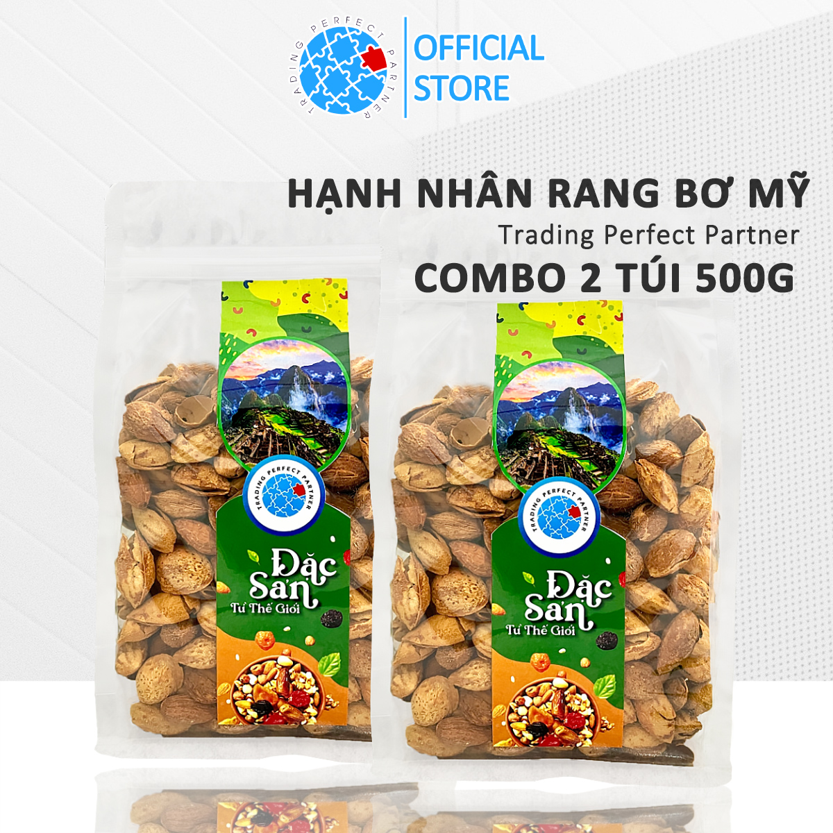 Combo 2 Hạnh Nhân Mỹ Rang Bơ Trading Perfect Partner túi 500g