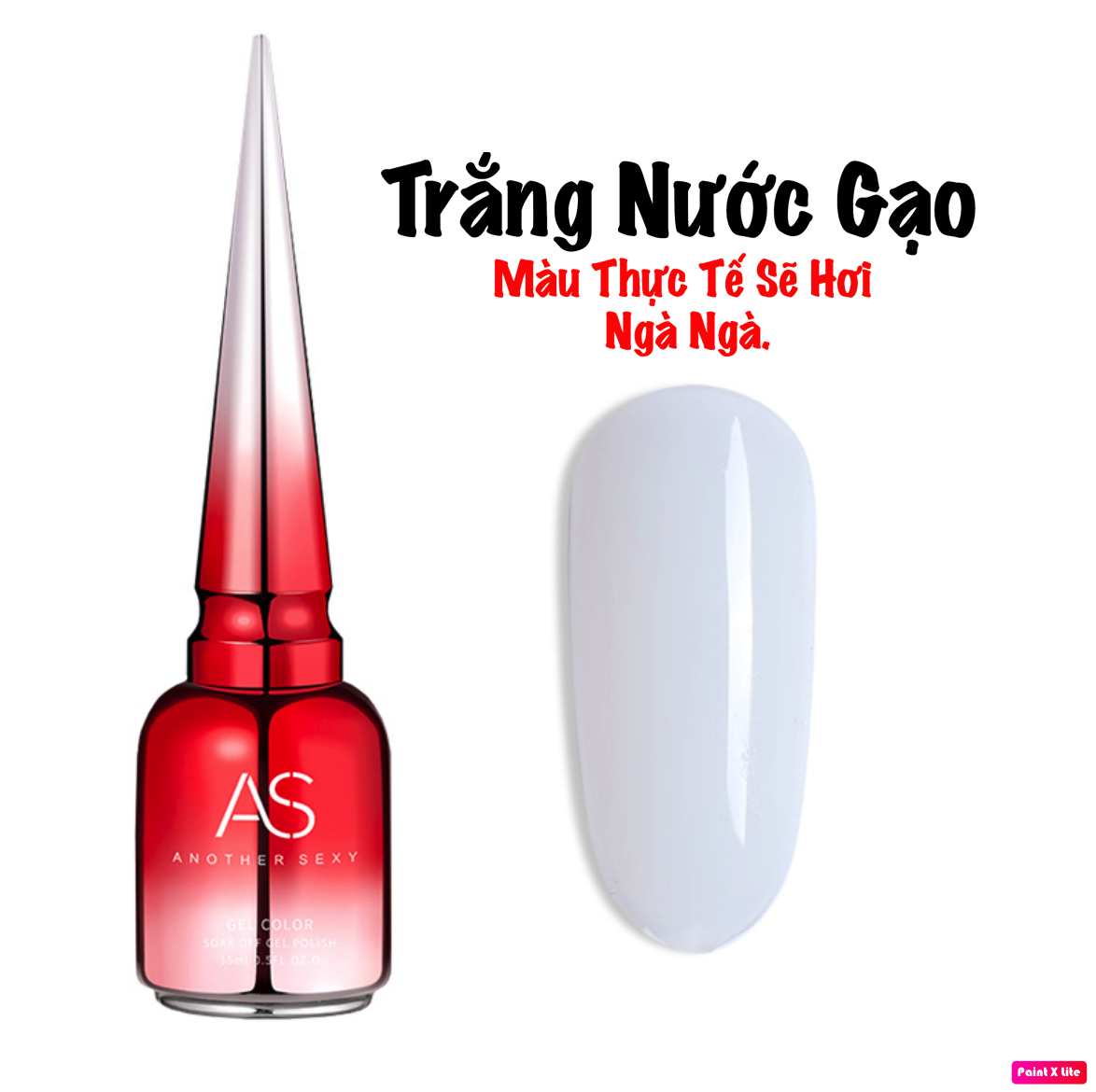 Sơn gel trắng nước gạo as chai đỏ 15ml