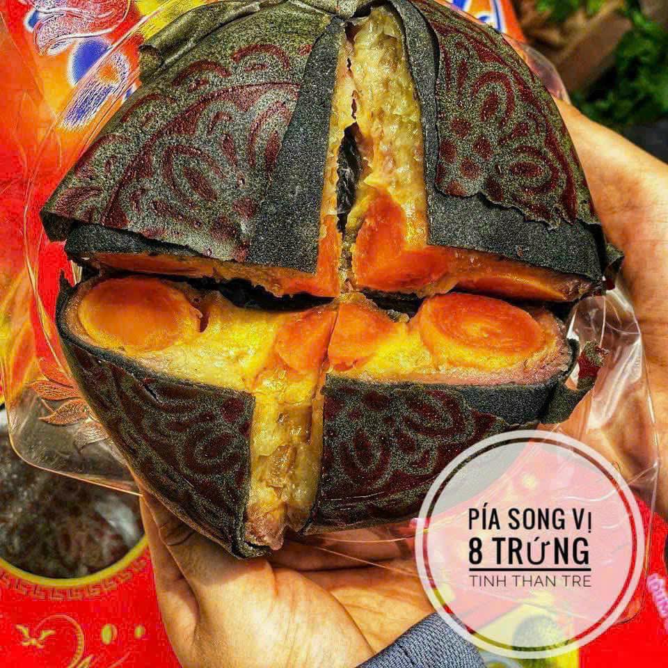 Bánh Pía song vị than tre 8 trứng muối - bánh pía Sóc Trăng - bánh trung thu