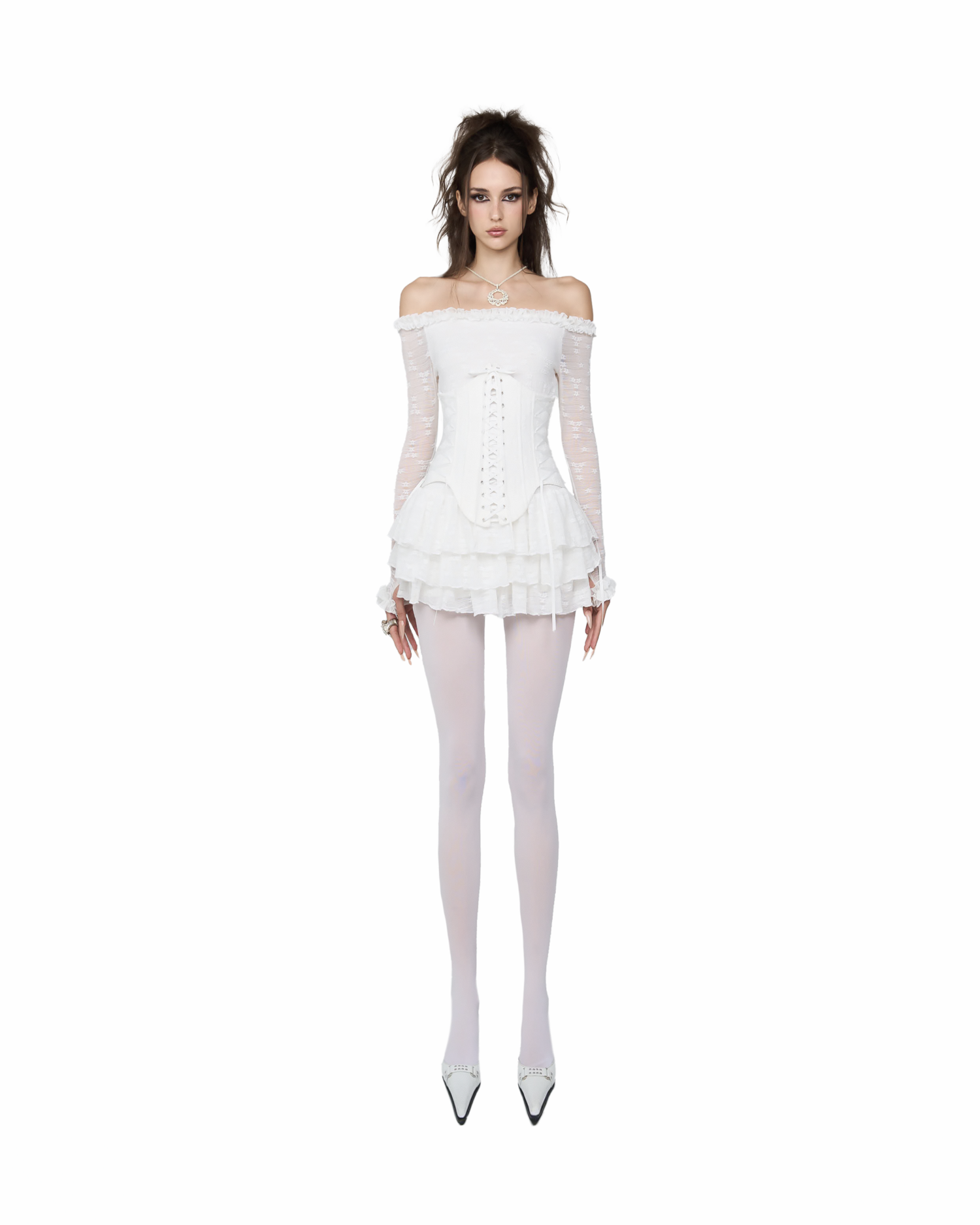 Set nepel đầm trễ vai xếp ly + đai corset lseoul a23122734 v23121587