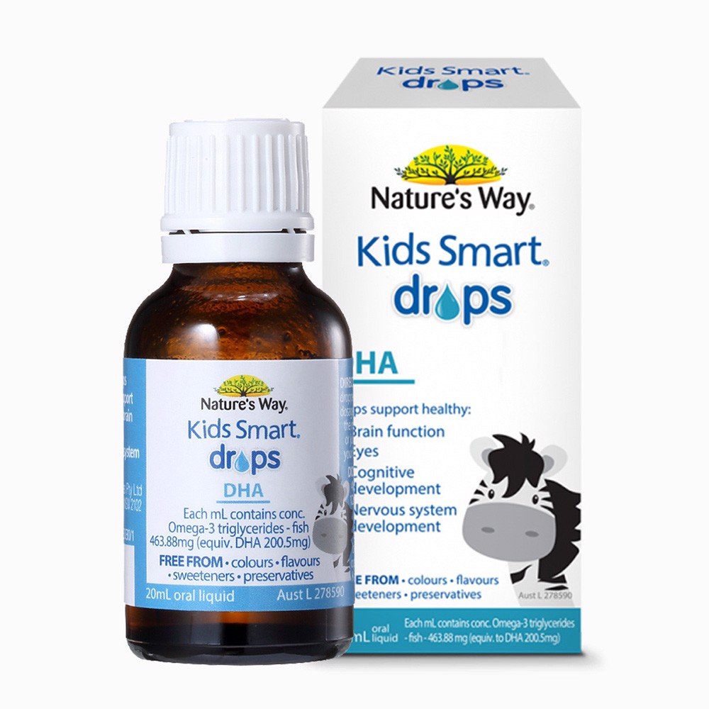 [HCM]Bổ sung DHA dạng nhỏ giọt cho trẻ sơ sinh Natures way Kid Smart Drop 20ml