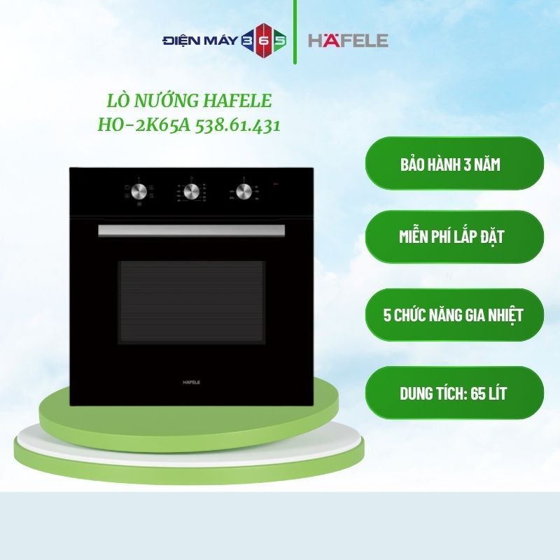 Lò Nướng HO-2K65A Hafele 538.61.431 Dung Tích 65 Lít - Vệ Sinh Thủy Phân - Bảo Hành Tại Nhà