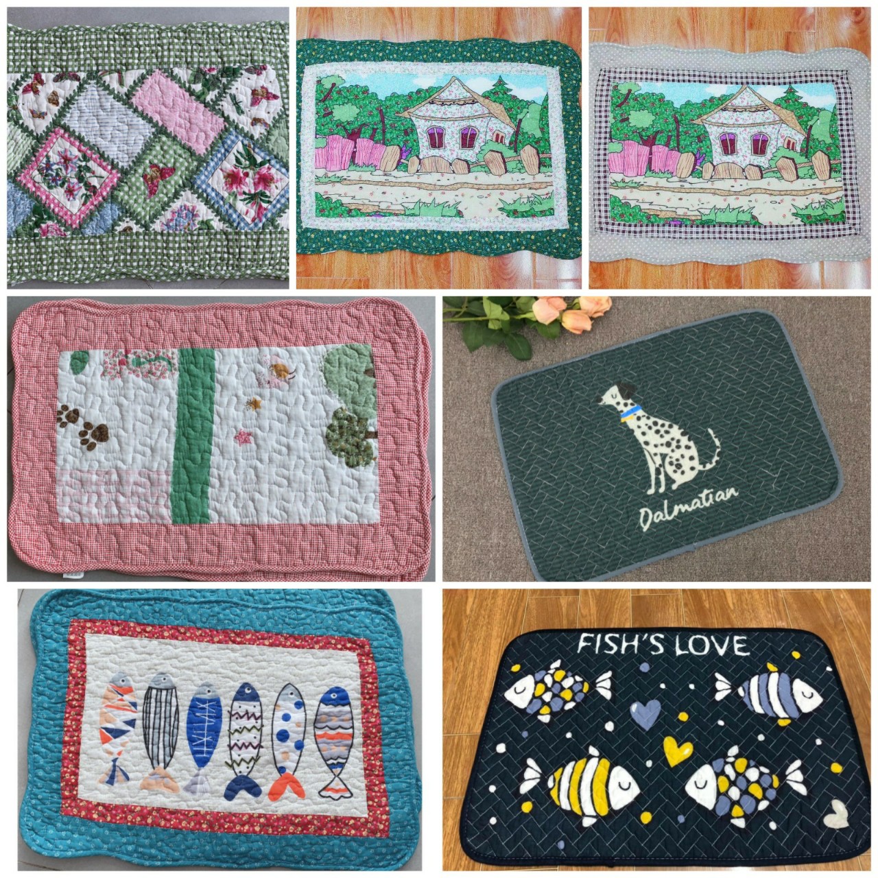 Thảm chùi chân đẹp, chống trượt, chất liệu cotton 100% , Siêu thấm hút, Họa tiết đẹp mắt