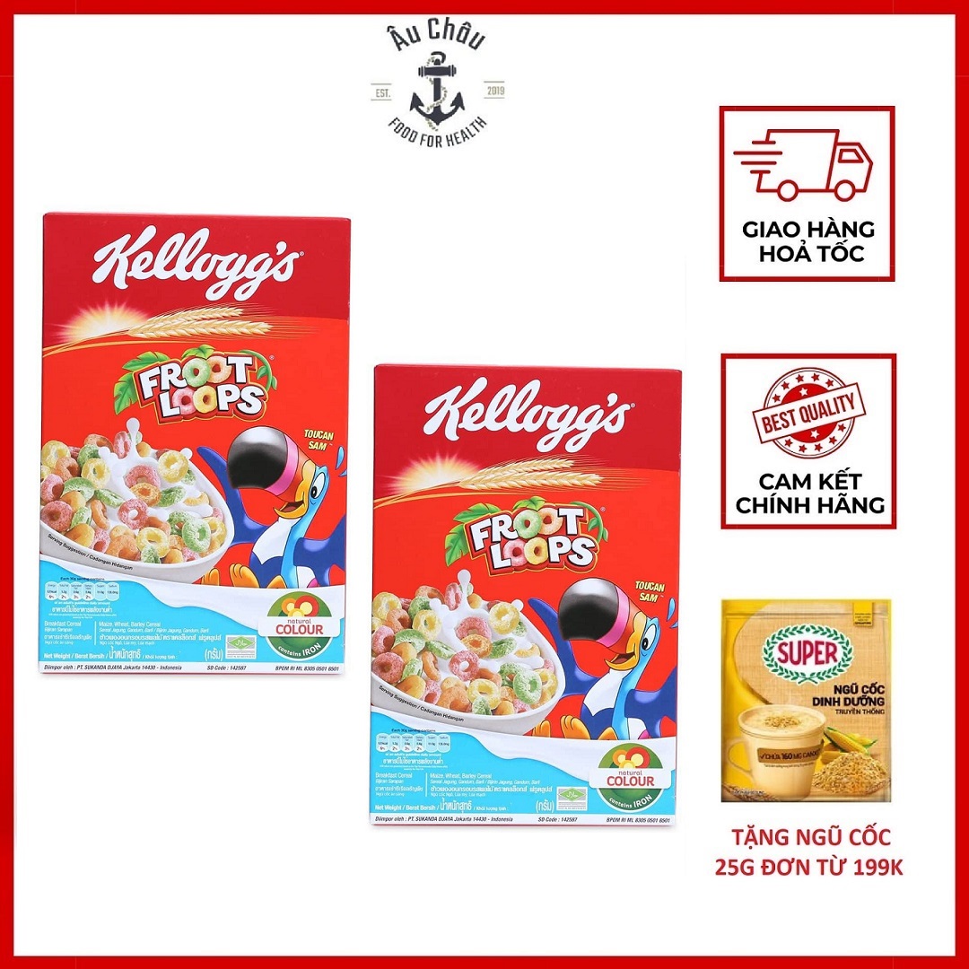 Combo 2 hộp ngũ cốc ăn sáng kellogg froot loops trái cây dinh dưỡng cao cấp 285gr nk thái lan - âu châu shop