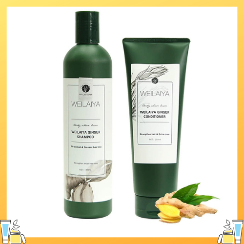 Bộ dầu gội xả gừng weilaiya cho tóc khô dầu gội tinh chất gừng kích thích mọc tóc weilaiya ginger