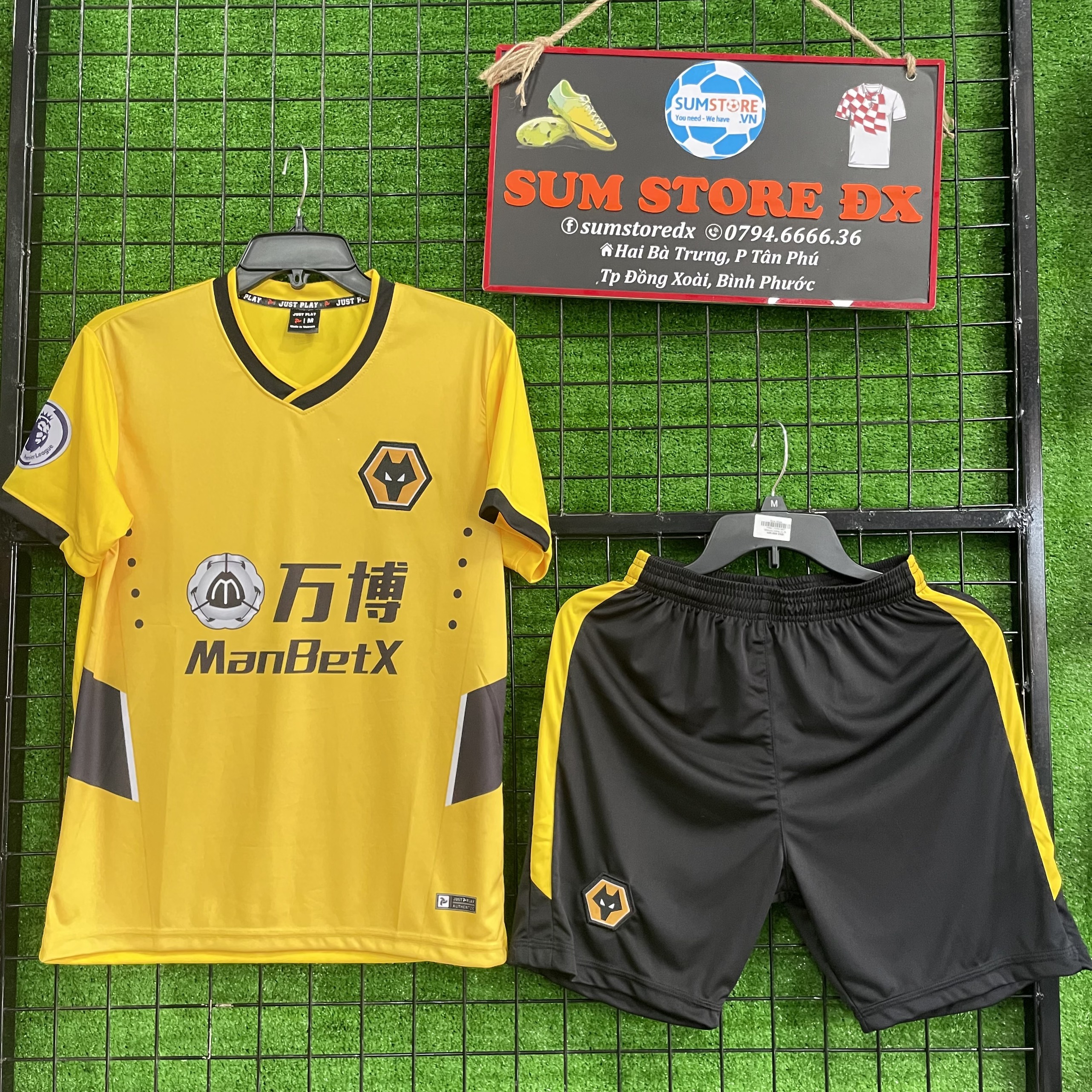 Bộ quần áo bóng đá wolves vàng 2021-áo đá banh mẫu mới, cực đẹp