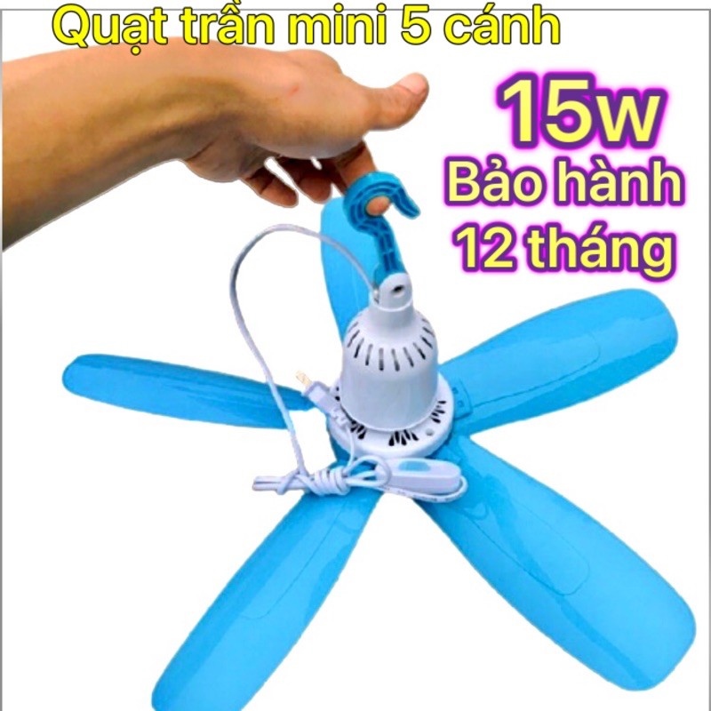 ㍿✧ Quạt trần mini quạt treo màn cực mát tiết kiệm điện màu xanh
