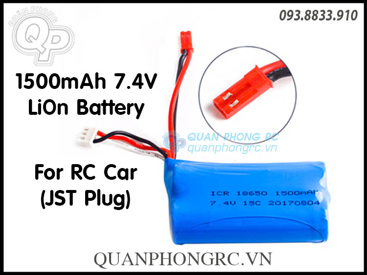 Pin 18650 1500mAh 2S 7.4V LiOn Battery For RC Cars Trucks