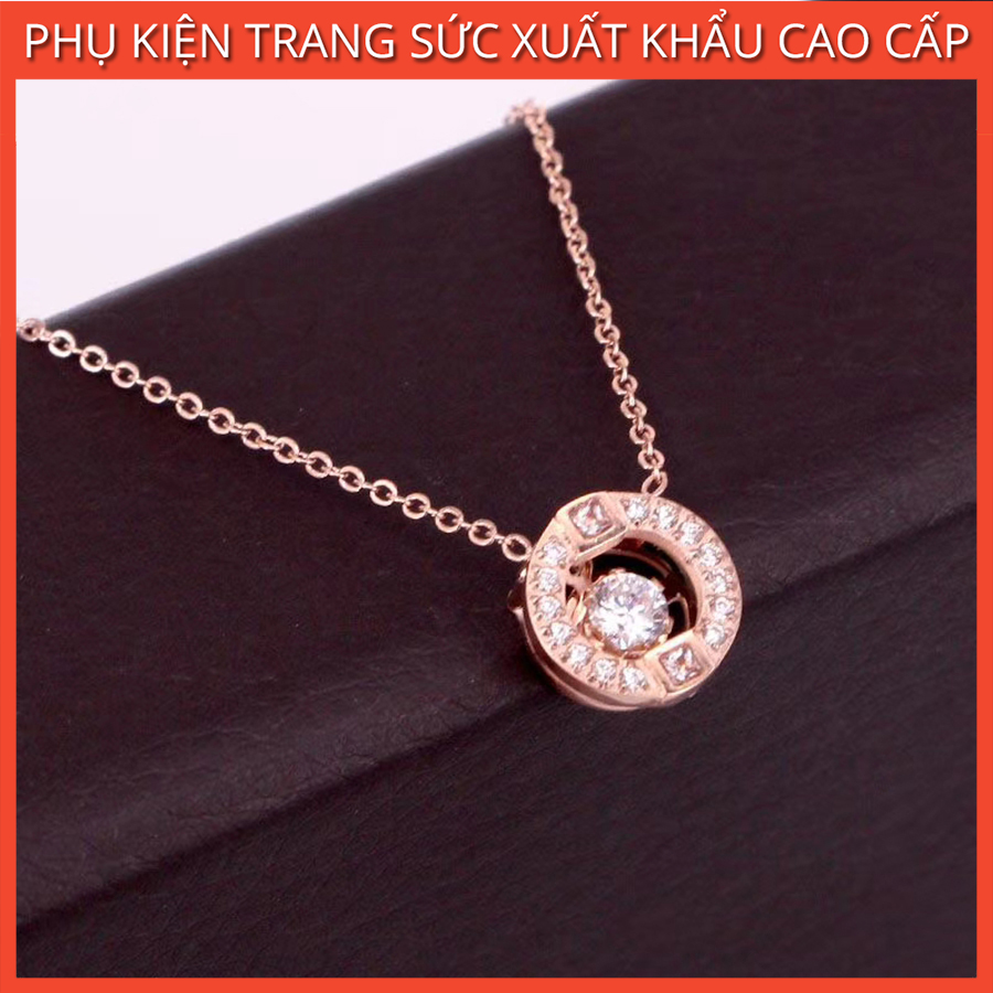 Dây Chuyền Nữ, vòng cổ Titan Ko Đen Mẫu Swa Đá Nhỏ