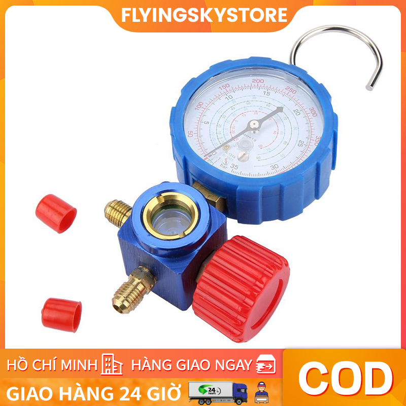Đồng hồ đo áp suất môi chất lạnh Bộ đồng hồ đo môi chất lạnh của điều hòa Một đầu, phía THẤP, đồng hồ đo môi chất lạnh điều hòa R22, R134a, R410, R32