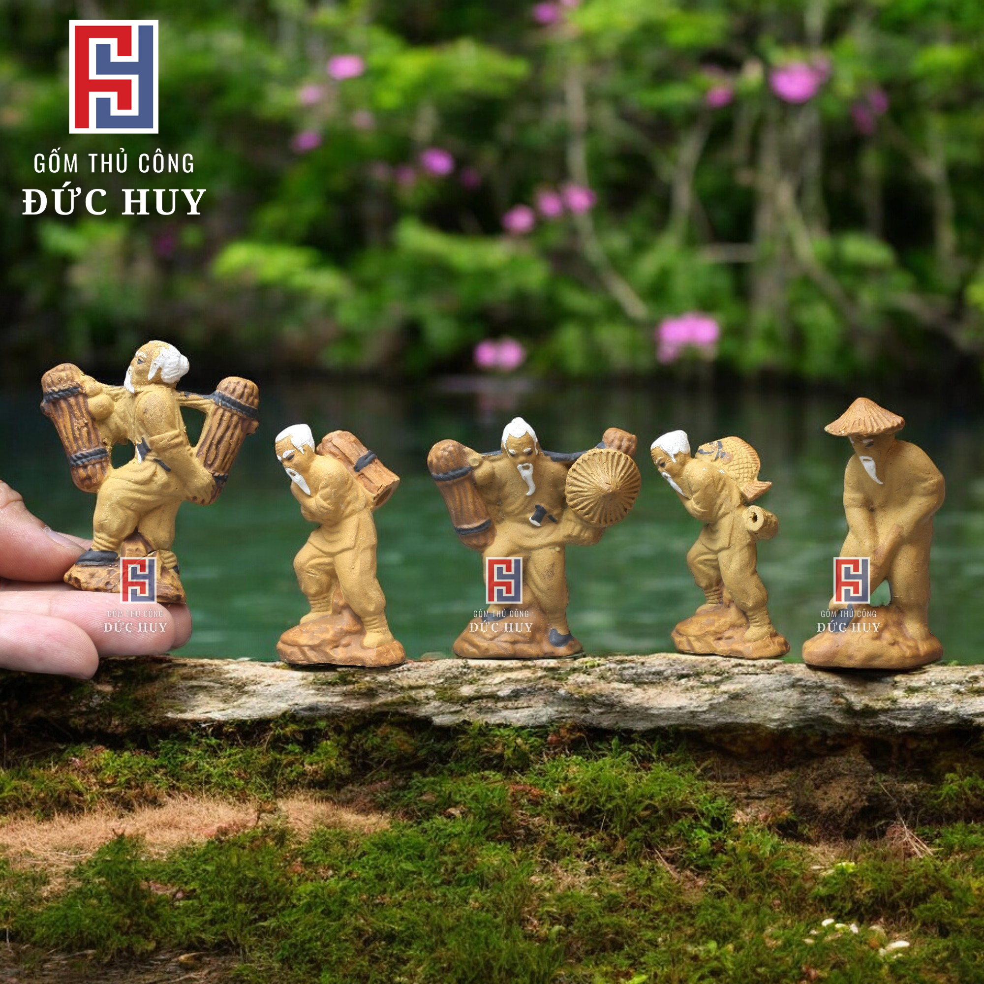 Combo 5 Tượng GỐM Mini - Trang Trí Hòn Non Bộ - Tiểu Cảnh - Bể Cá