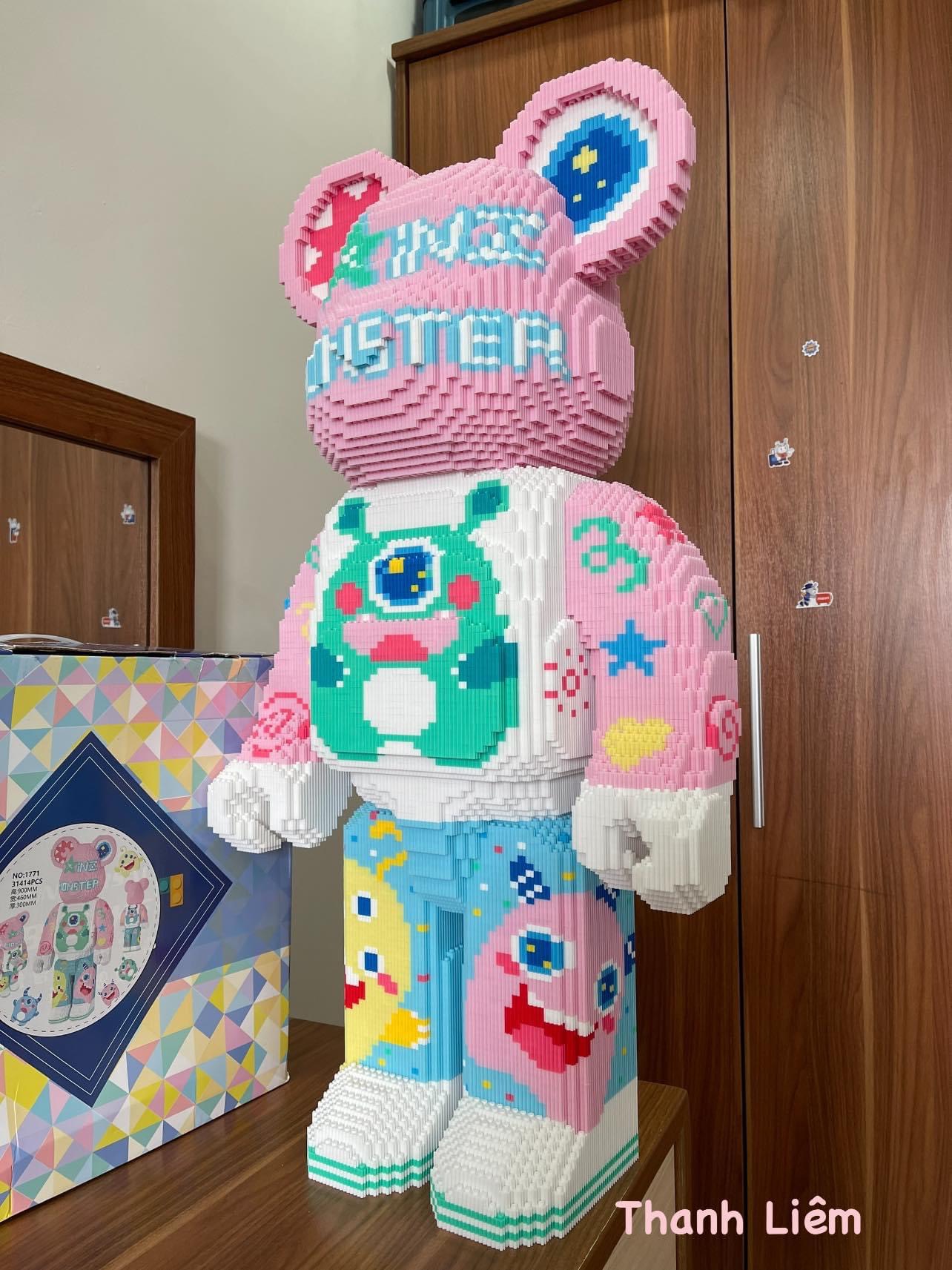 Đồ chơi lắp ráp mô hình gấu bearbrick 55cm Monster và Boom mới.
