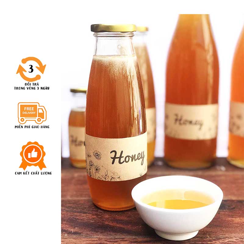 Mật ong hoa cà phê đắc lắc nguyên chất 500ml_ chai thủy tinh.