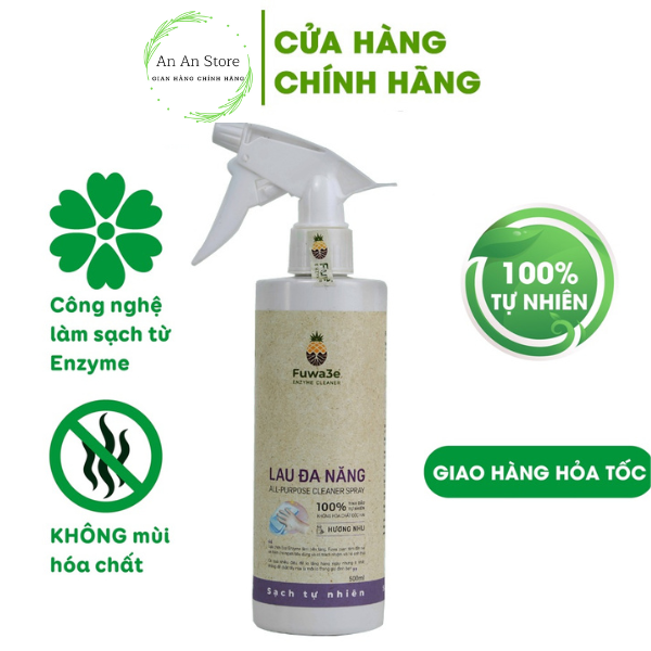 Bình xịt tẩy lau đa năng Fuwa3e 500mlhữu cơ Enzym sinh học hương thơm lá hương nhu lau kính lau bếp và nhiều bề mặt