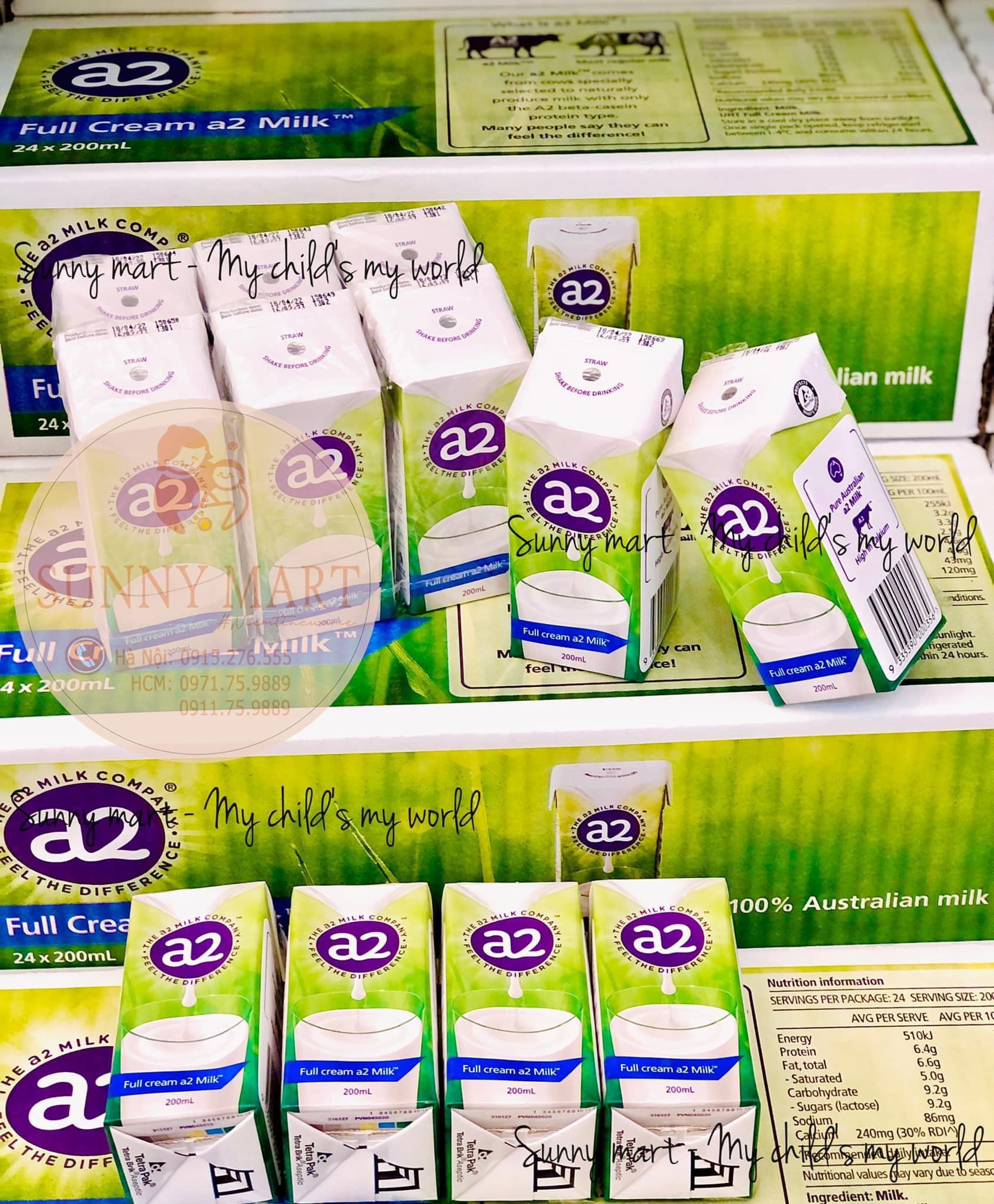 THÙNG 24 HỘP Sữa Nước Nguyên Kem A2 200ml