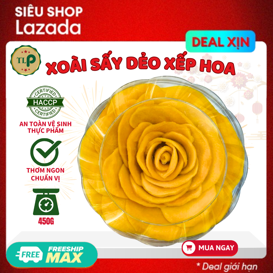 Xoài Sấy Dẻo Xếp Hoa Tân Lộc Phát Hộp 450g