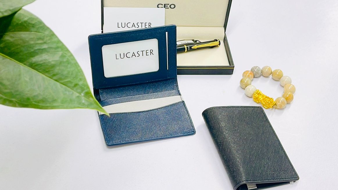 [siêu xịn ]ví nam da bò cao cấp .ví nam mini da saffiano nhập khẩu thời trang Lucaster cao cấp -trẻ trung có hộp