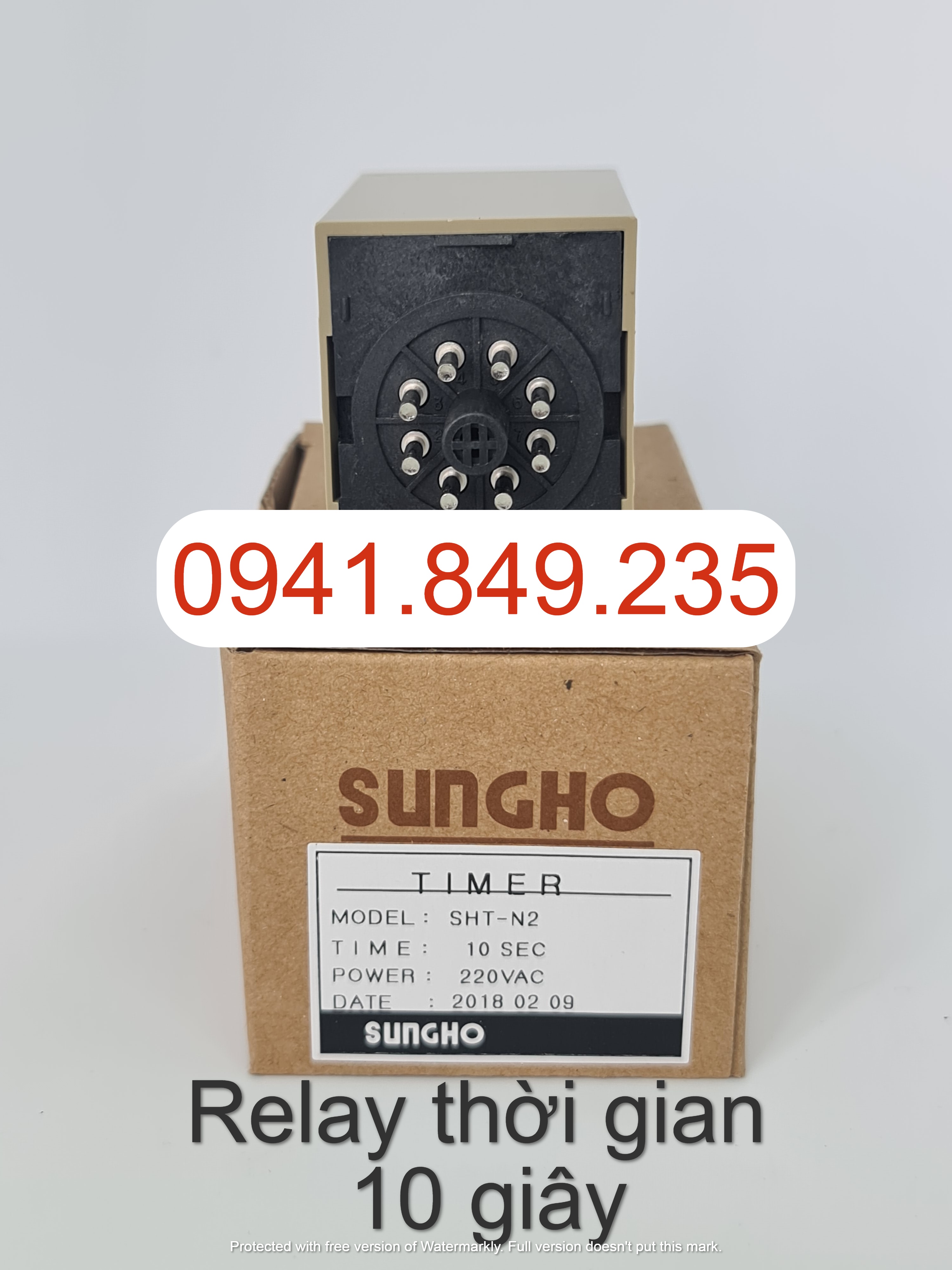 Rơ le thời gian 10 giây (không gồm đế 8 chân) SHT-N2-10S-220A (Timer Sungho)