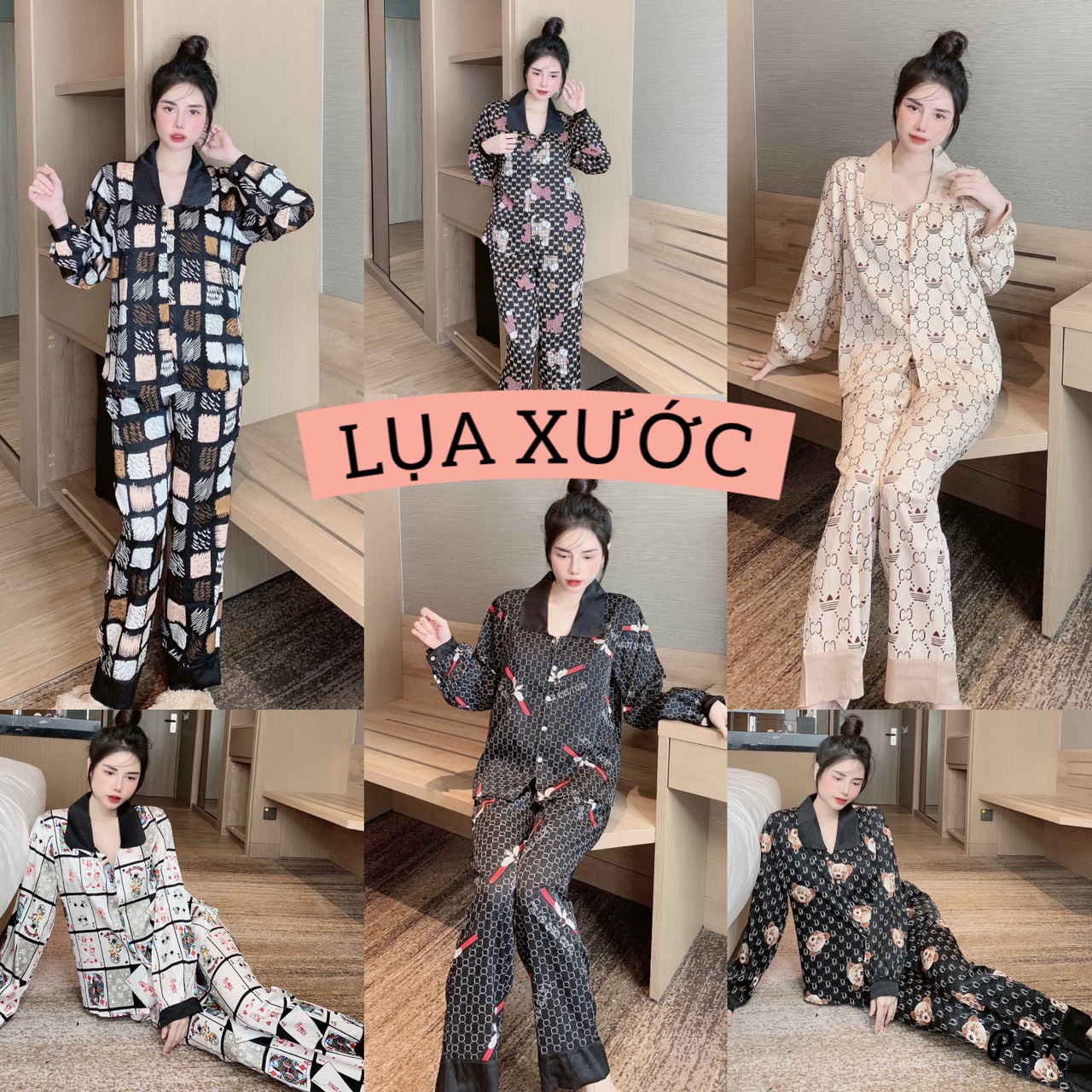 Pijama tay dài lụa xước thiết kế cổ sen hot trend , đồ bộ pijama nữ lụa xước loại 1 giá rẻ tận xưởng đồ bộ p97 hỗ trợ freeship