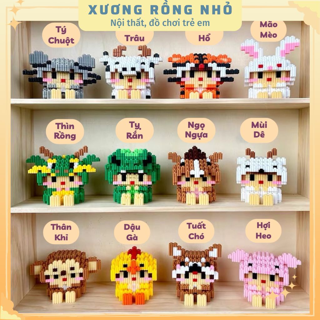 ,Mô hình lắp ráp 12 con giáp 3D mini