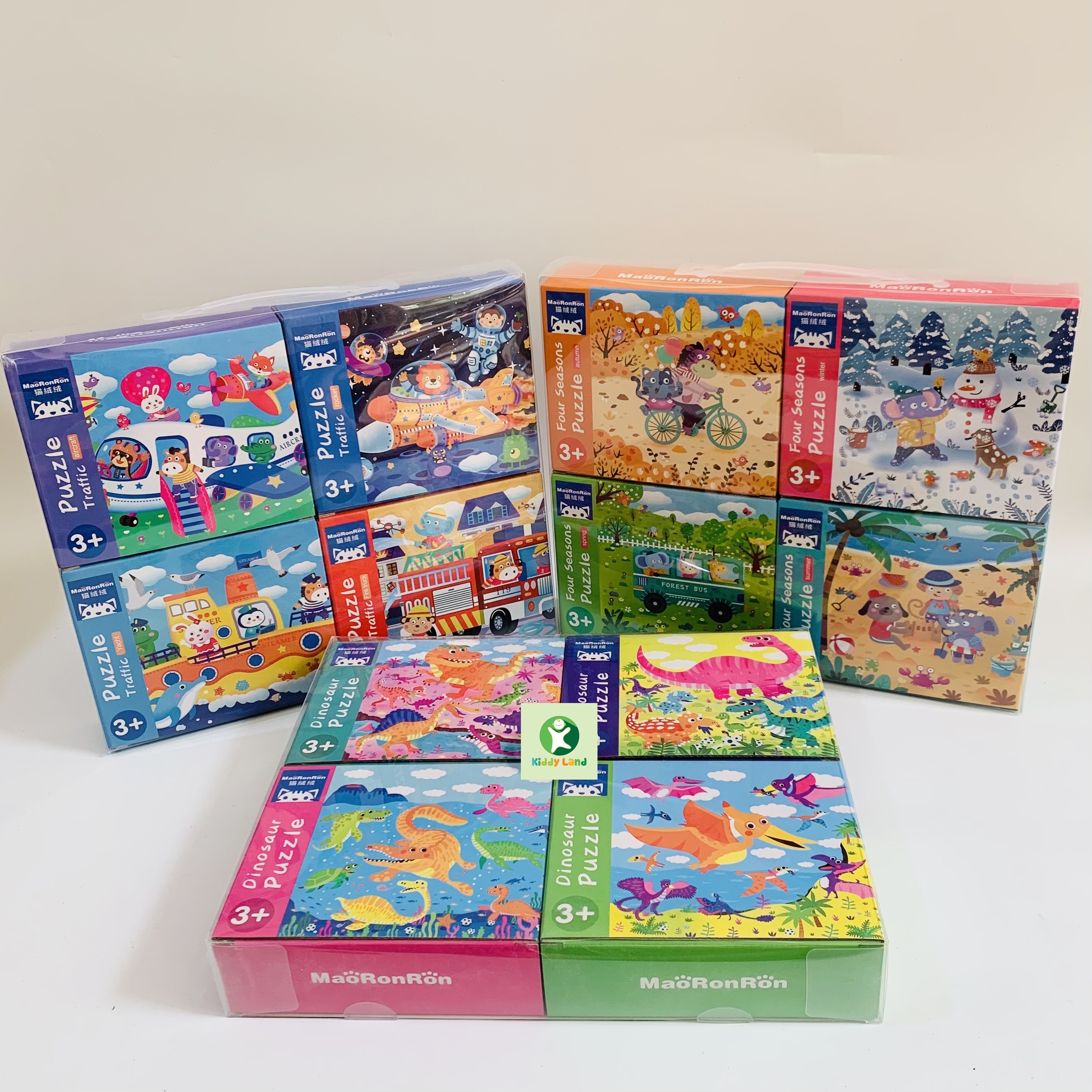 MAORONRON BEGINNER PUZZLE ANIMALS - Bộ xếp hình 4 trong 1 chủ đề Động Vật, Traffic, Seasons