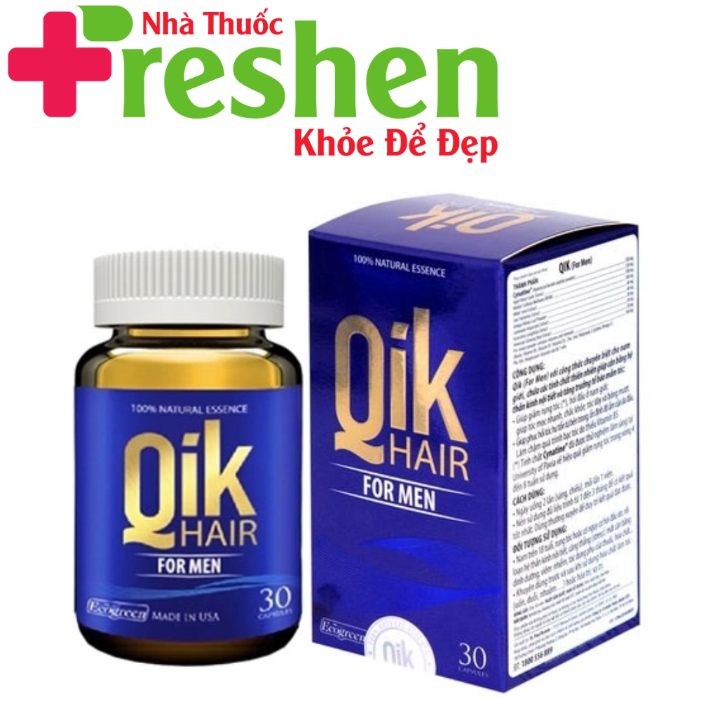 [HCM]QIK HAIR for Men thúc đẩy tế bào mầm tóc giảm rụng mọc tóc chắc khỏe ( dùng cho nam) hộp 30 viên