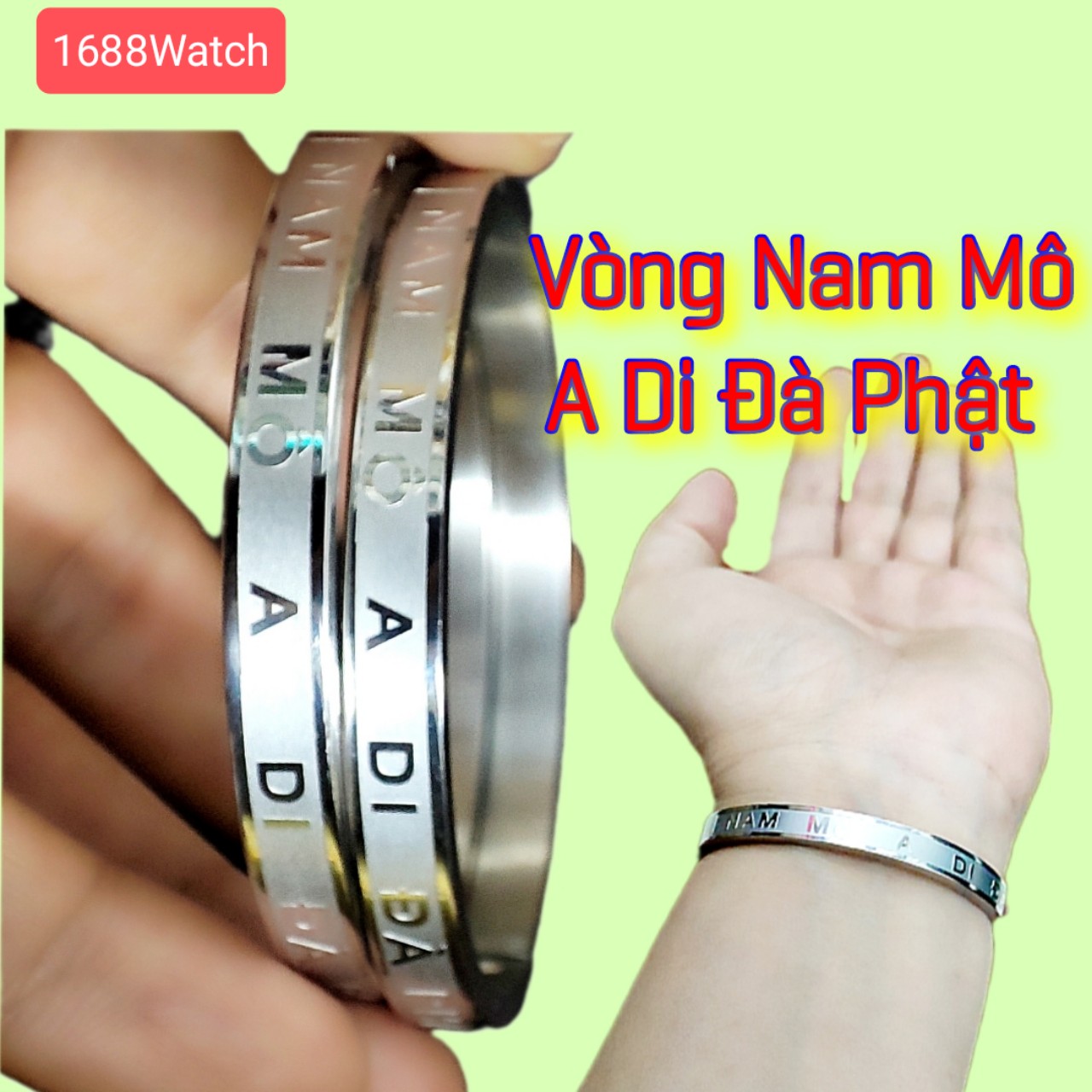 Vòng khắc chữ Nam Mô A Di Đà Phật Mạ Bạc không rỉ sét không đen,vòng nam mô a di đà phật