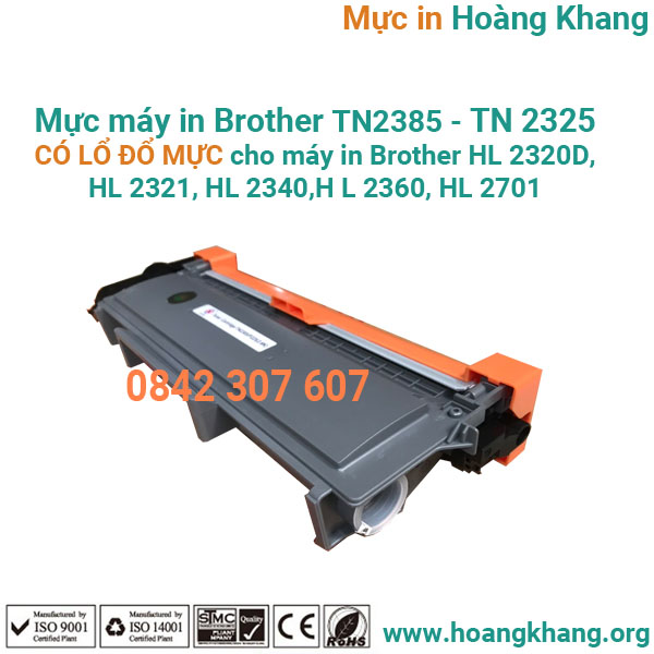 Hộp mực brother tn 2385 có lổ đổ mực cho máy in brother hl 2320d,hl 2321,hl 2340,hl 2360,hl 2701 mới nguyên cụm