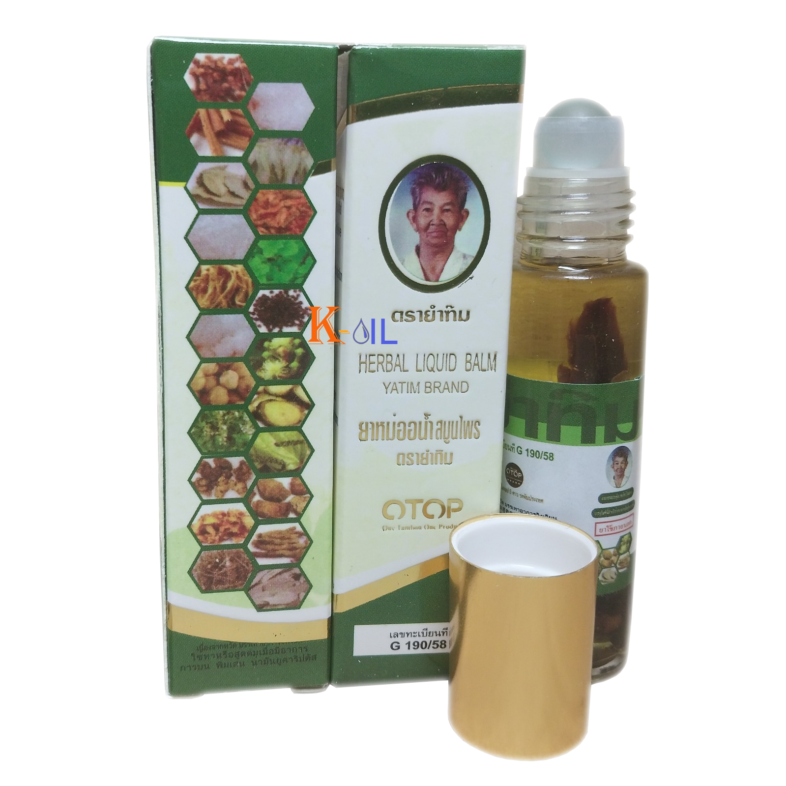 Dầu lăn 22 vị Herbal Liquid Balm Yatim Brand Otop Thái Lan Hiệu Bà Già