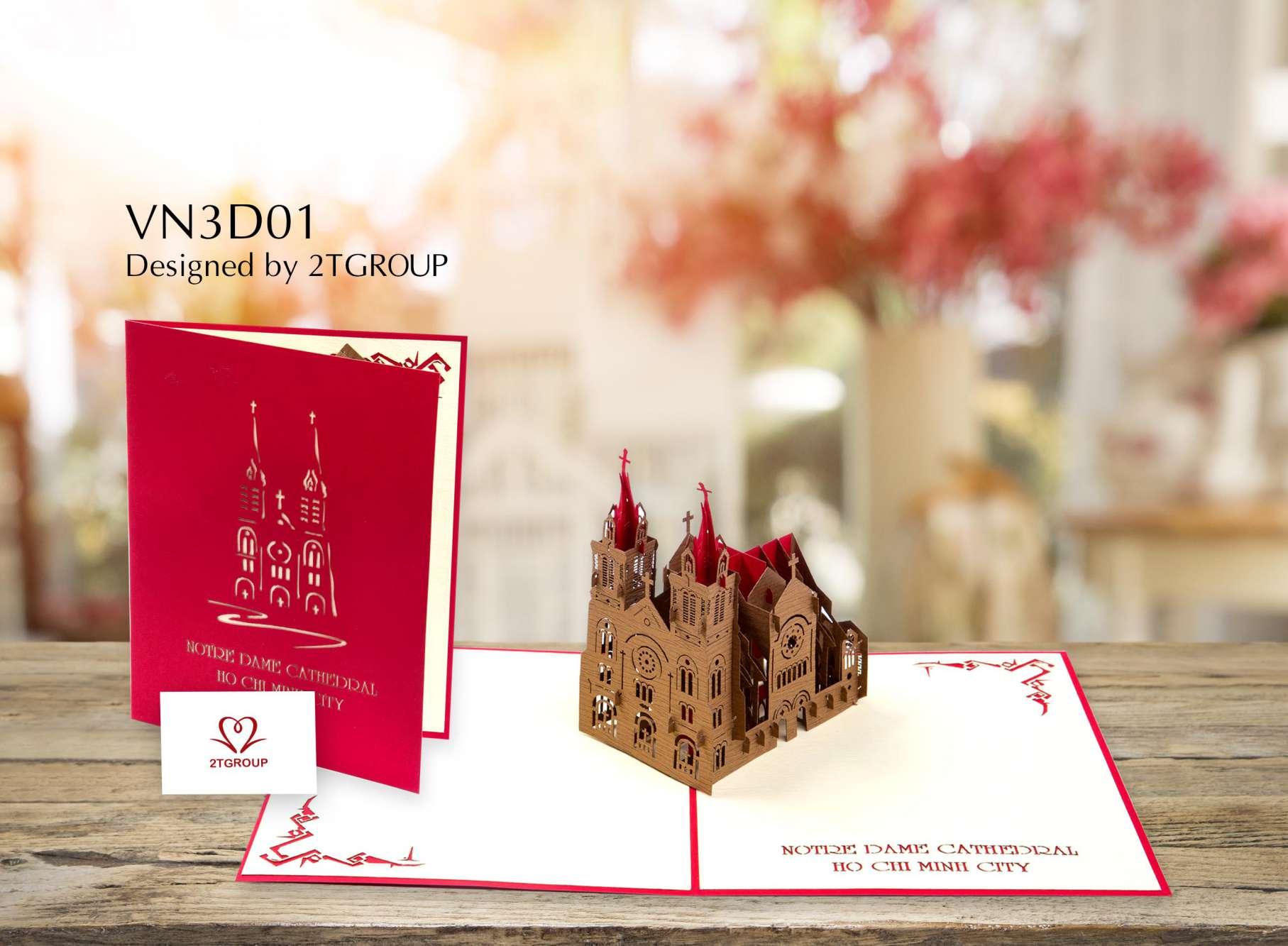 Thiệp 3d nhà thờ đức bà