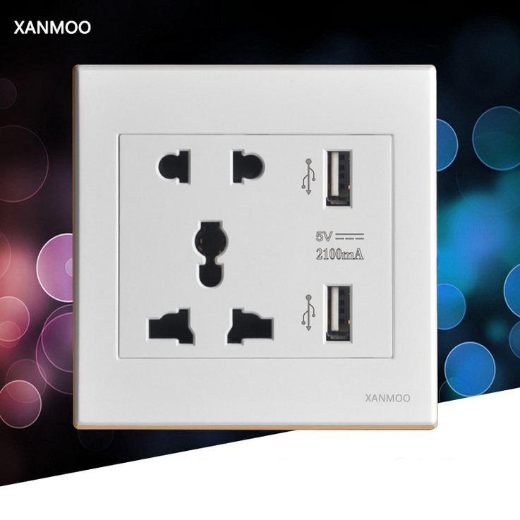 Combo 02 ổ cắm điện gắn tường 110-220V tích hợp 2 cổng sạc USB 2V/5A tiện dụng (trắng) ổ cắm điện, ổ cắm điện đa năng, ổ cắm đa năng, sạc điện thoại máy tính bảng, ổ cắm thông minh