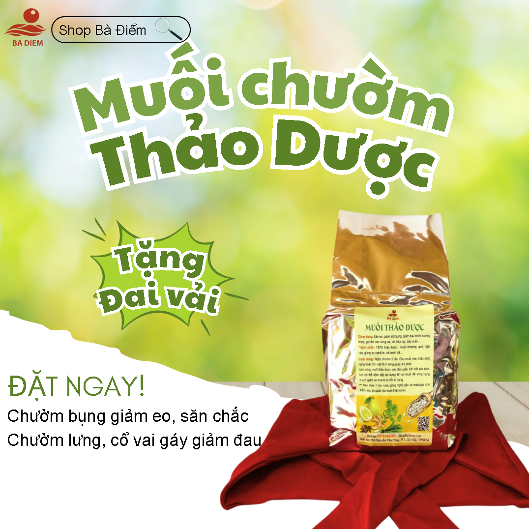 Muối Chườm Bụng Shop Bà Điểm 1000gr - Tặng Đai Quấn Muối Trị Giá 59k.