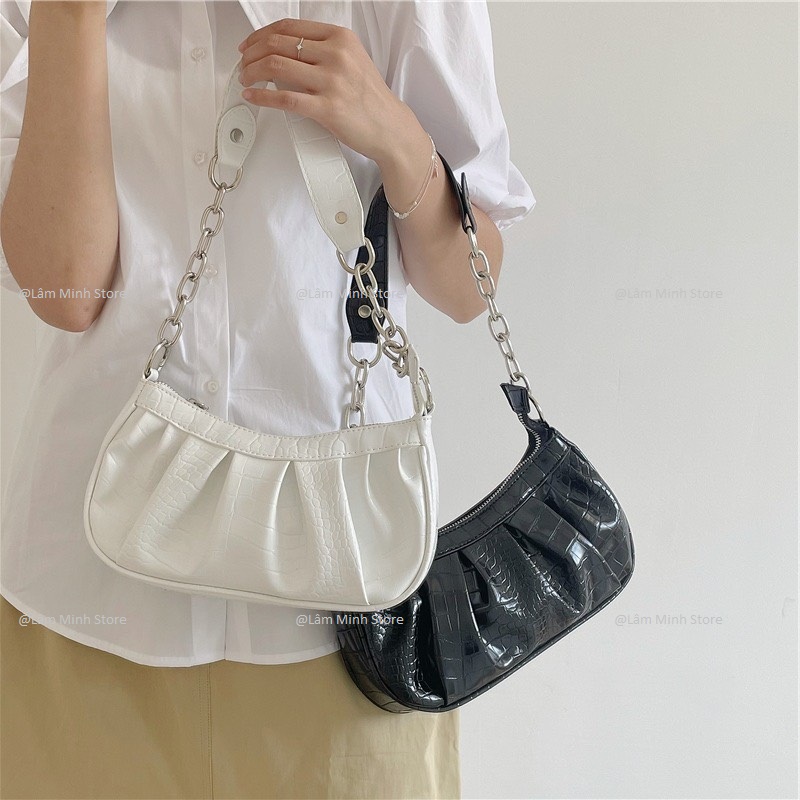 Túi Kẹp Nách Nữ Phối Quai Xích Da Rắn Thời Trang Hàn Quốc LM 501