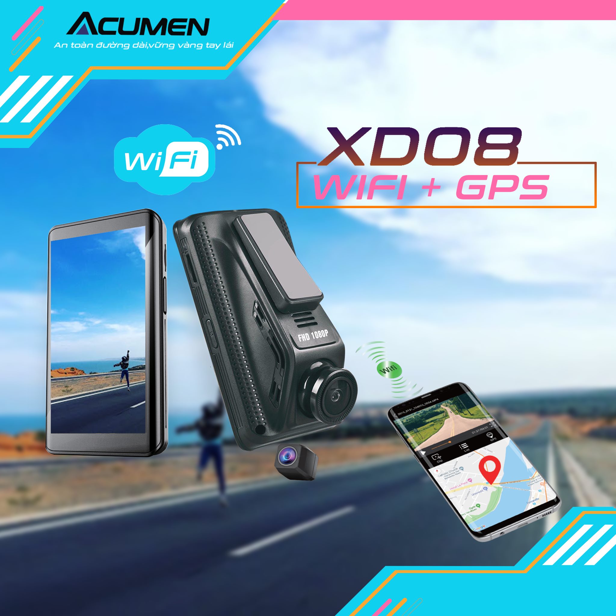 Cam hành trình D12 chính hãng Acumen Hoa Kỳ - Bảo hành 12 tháng
