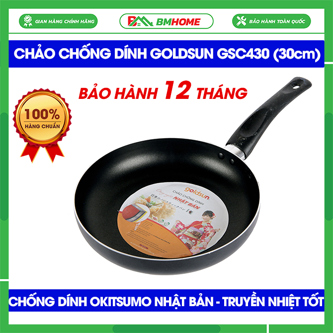Chảo chống dính Goldsun, chảo Goldsun GSC430 dẫn nhiệt nhanh, tỏa nhiệt đều, siêu bền - Chao chong dinh Goldsun, Bảo hành 12 tháng