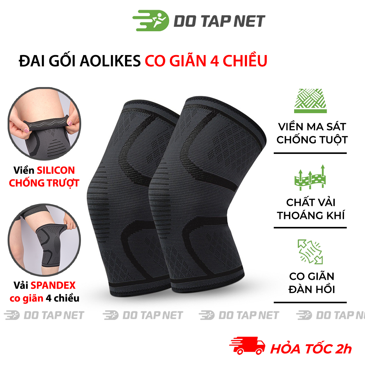 Đai bó gối đai bảo vệ đầu gối, bảo vệ khớp đầu gối co giãn đàn hồi, thể dục, chạy bộ, đạp xe