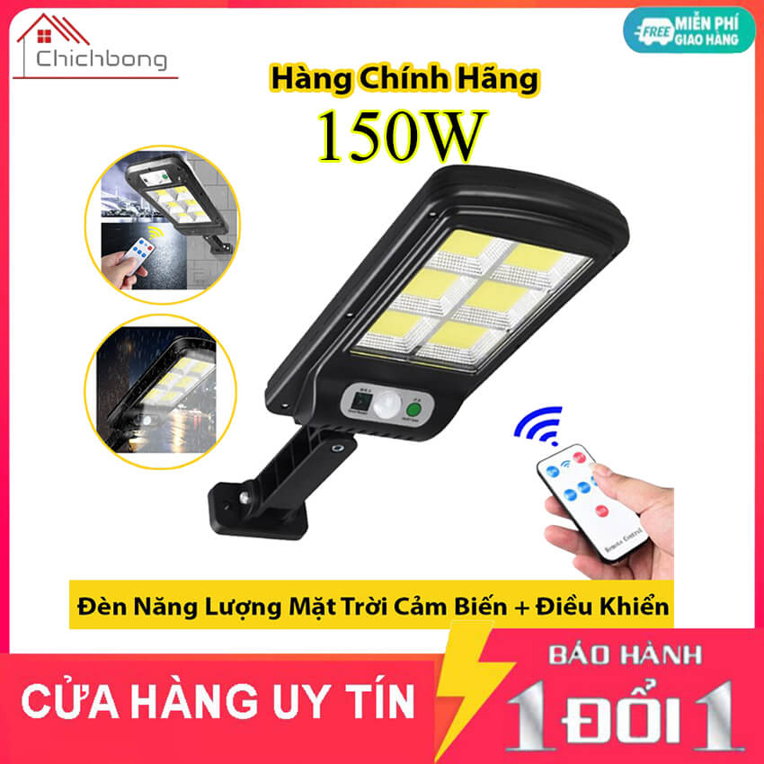 Đèn năng lượng mặt trời sân vườn solar light 150w cảm biến chuyển động tự động sáng - Tặng kèm điều khiển, Đèn sân vườn cảm ứng năng lượng mặt trời Solar Street Lamp 6 COB 120 Led siêu sáng lắp ban công