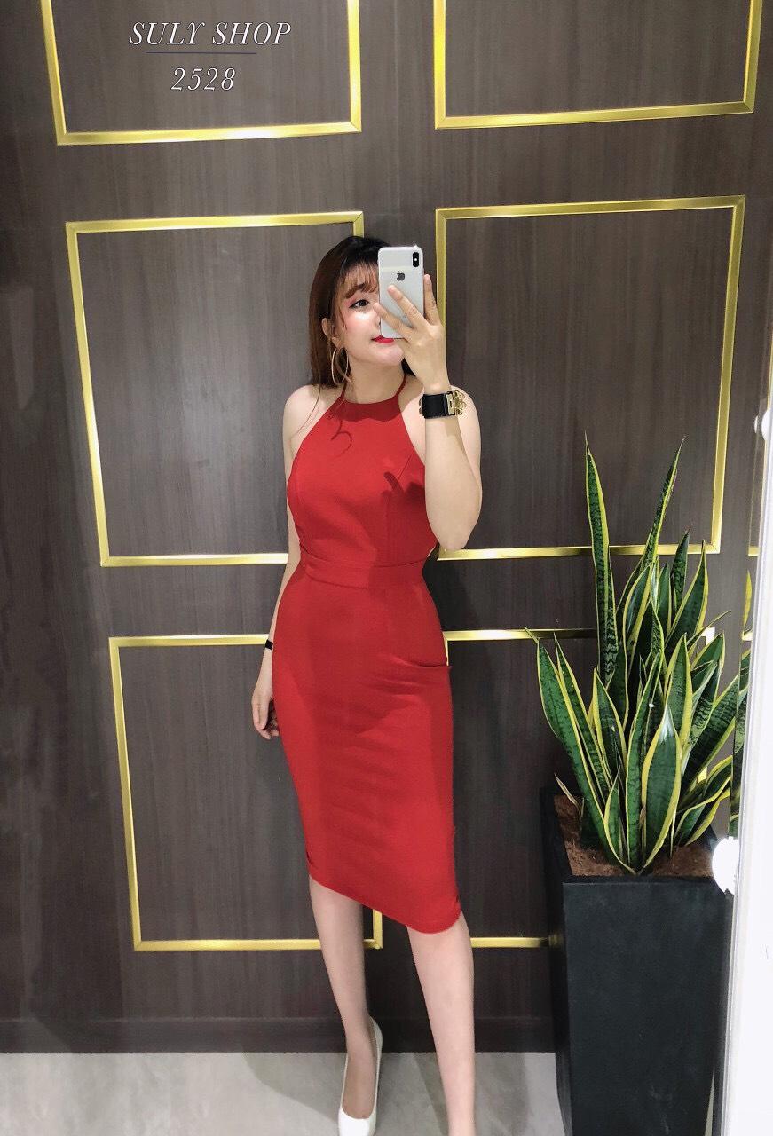 (HÌNH CHỤP THẬT) Đầm body yếm dây cột cổ phía sau HÀNG THẾT KẾ CAO CẤP X79 - MẪU MỚI NHẤT 2019