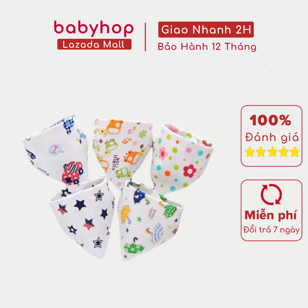 Yếm xô tam giác cúc bấm in hình ngộ nghĩnh cho bé 100% cotton - random mẫu ngẫu nhiên giá 1 chiếc