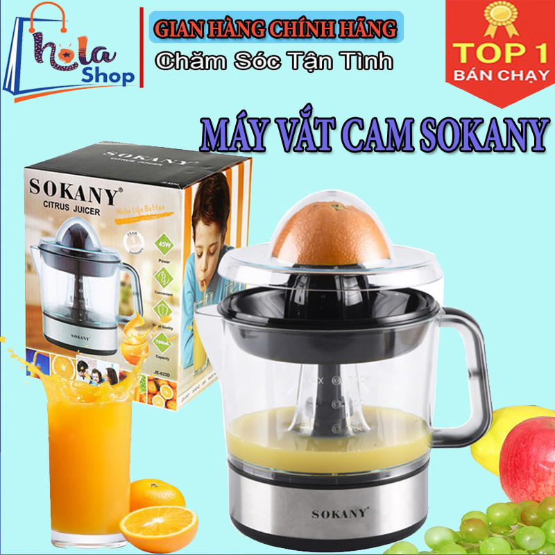 Máy Vắt Nước Cam Tự Động Sokany, Máy Vắt Nước Cam Dung Tích 700ml, công suất 45W ép kiệt bã - Máy vắt cam tự động, máy ép nước trái cây đa năng, máy ép nước cam tiện dụng hơn máy ép trái cây chậm
