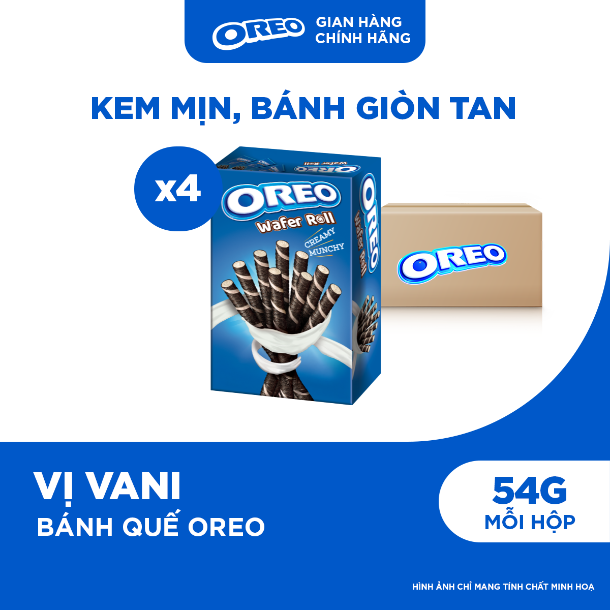 Combo 4 Bánh Quế Oreo Với Kem Vị Vani 54g