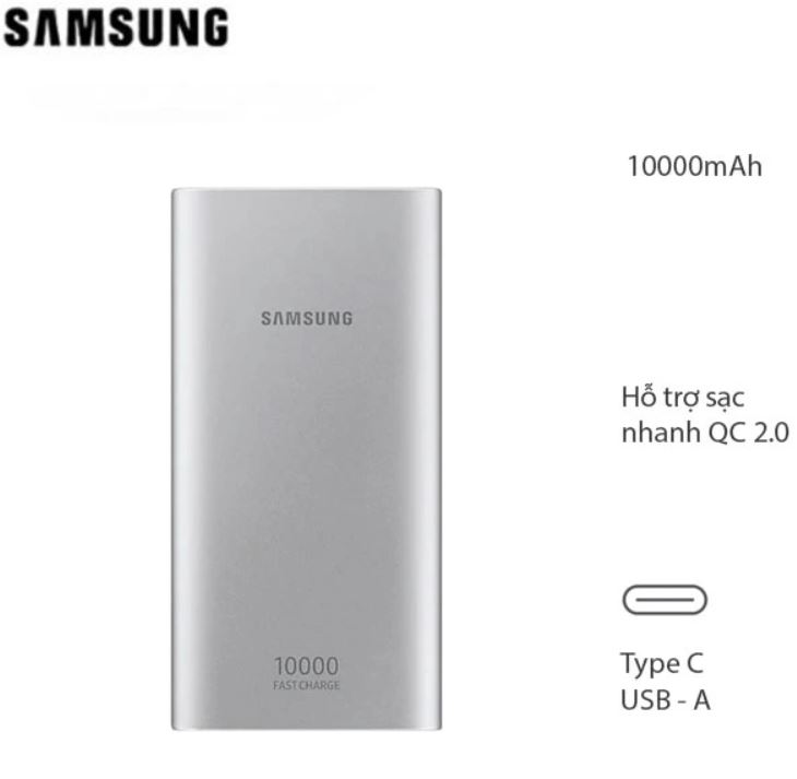 Pin Sạc Dự Phòng Samsung Pin Sạc Dự Phòng Samsung Power Bank Fast Charge 10000Mah Type C - Hàng Nguyên Seal Nguyên Kiện Sạc 2 Điện Thoại Cùng Lúc.