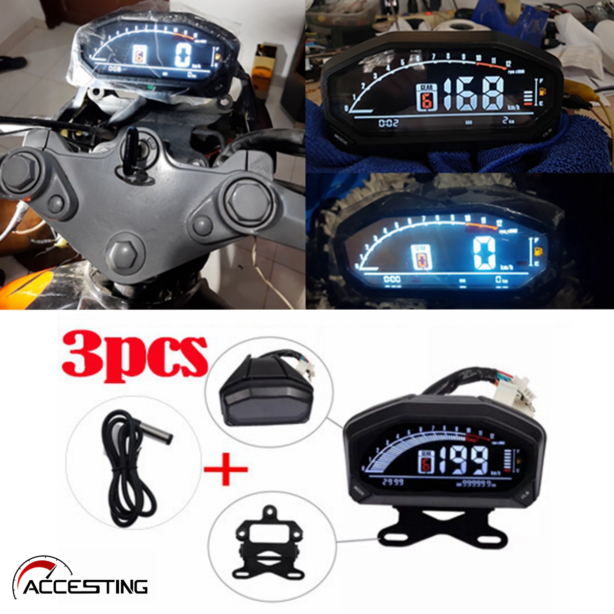 Đồng hồ tốc độ xe máy led lcd thông dụng yg150-23 đồng hồ đo tốc độ đèn nền kỹ thuật số đồng hồ đo tốc độ hiển thị tốc độ cho 1,2,4 xi lanh điều chỉnh