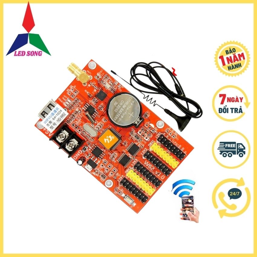 Mạch Hd W62 Điều Khiển Led Ma Trận P10 Bằng Điện Thoại Qua Sóng Wifi